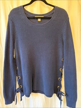 Michael Kors Navy Ribbed Crewneck Sweater